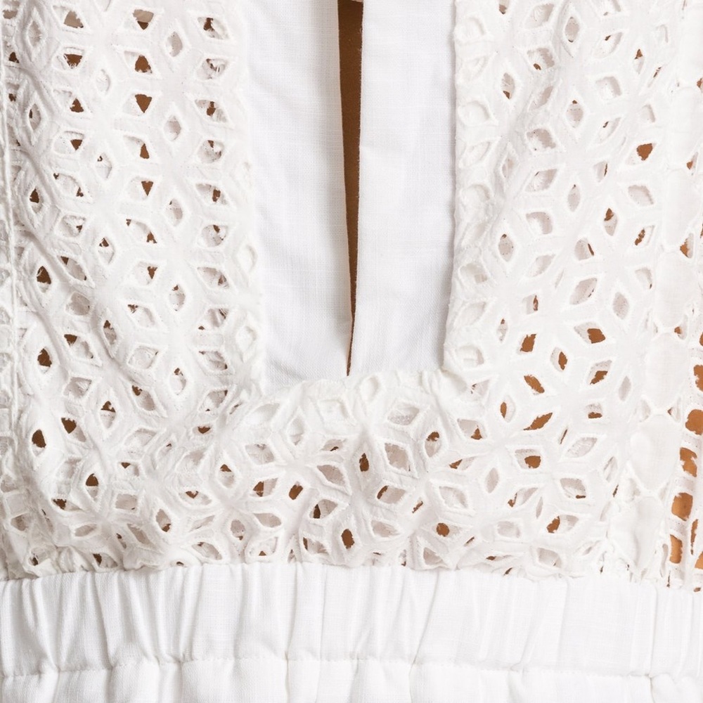 Red Carter Neo Bohemia Eyelet Cover Up Romper - Picture 5 of 5